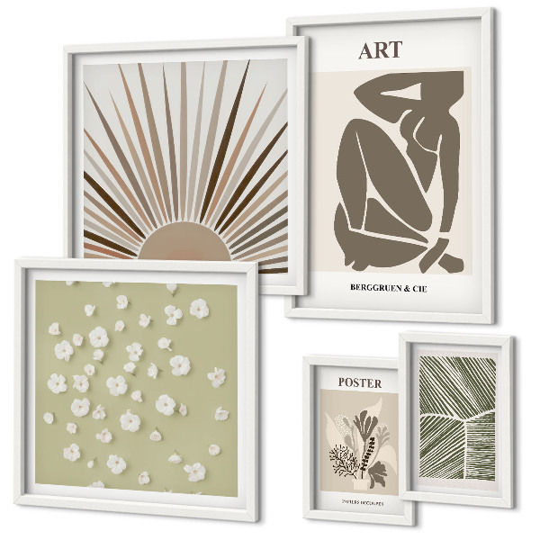 Gallery wall Stijlvolle abstracte plantenafbeeldingen
