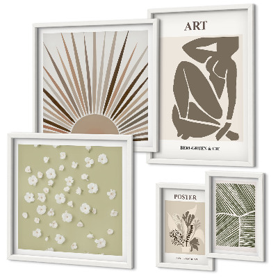 Gallery wall Stijlvolle abstracte plantenafbeeldingen