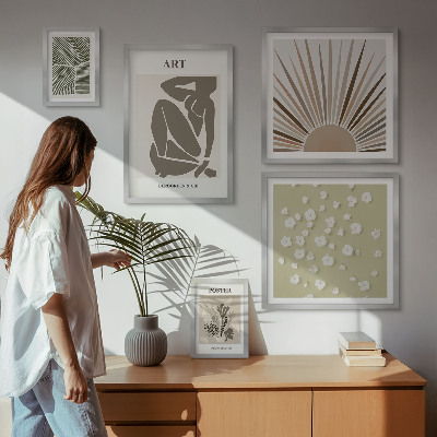 Gallery wall Stijlvolle abstracte plantenafbeeldingen