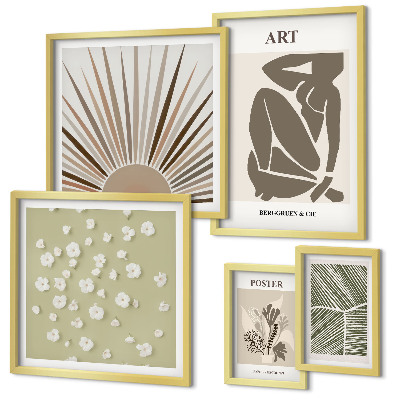 Gallery wall Stijlvolle abstracte plantenafbeeldingen