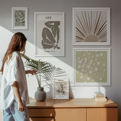 Gallery wall Stijlvolle abstracte plantenafbeeldingen