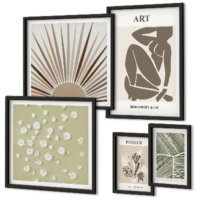 Gallery wall Stijlvolle abstracte plantenafbeeldingen