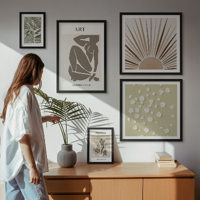 Gallery wall Stijlvolle abstracte plantenafbeeldingen