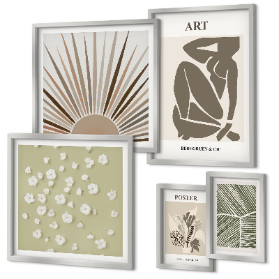 Gallery wall Stijlvolle abstracte plantenafbeeldingen