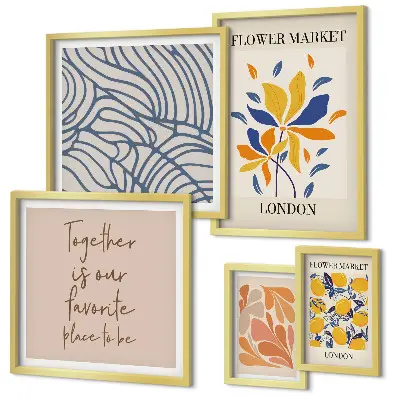 Wanddecoratie met compositie bloemmotieven en Londense inscripties