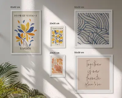 Wanddecoratie met compositie bloemmotieven en Londense inscripties