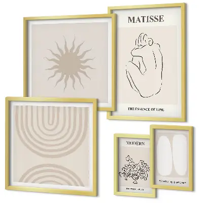 Set van moderne schilderijen met minimalistische kunstlijnen