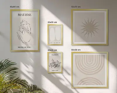 Set van moderne schilderijen met minimalistische kunstlijnen