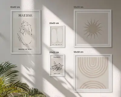 Set van moderne schilderijen met minimalistische kunstlijnen