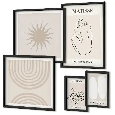 Set van moderne schilderijen met minimalistische kunstlijnen