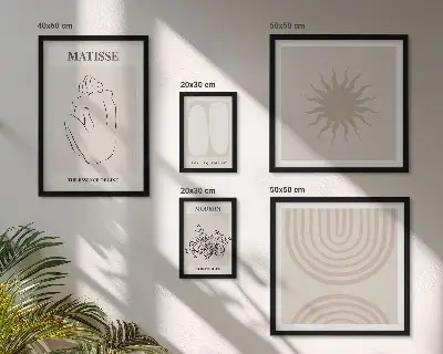 Set van moderne schilderijen met minimalistische kunstlijnen
