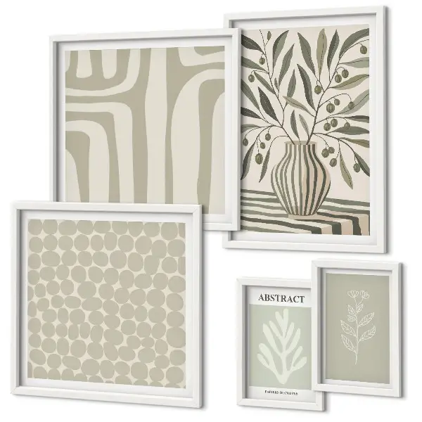 Wanddecoratie met plantenpatronen scandinavische compositie