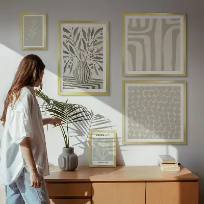 Wanddecoratie met plantenpatronen scandinavische compositie