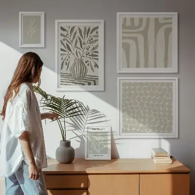 Wanddecoratie met plantenpatronen scandinavische compositie