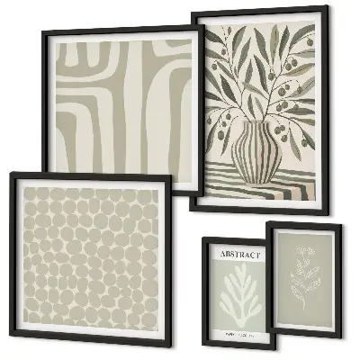 Wanddecoratie met plantenpatronen scandinavische compositie