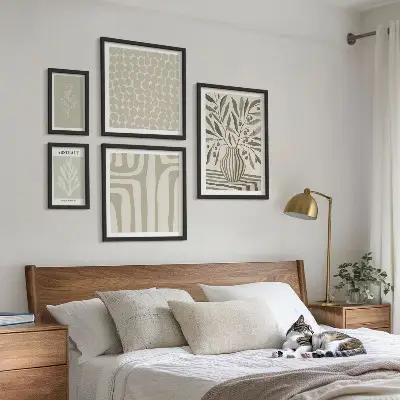 Wanddecoratie met plantenpatronen scandinavische compositie
