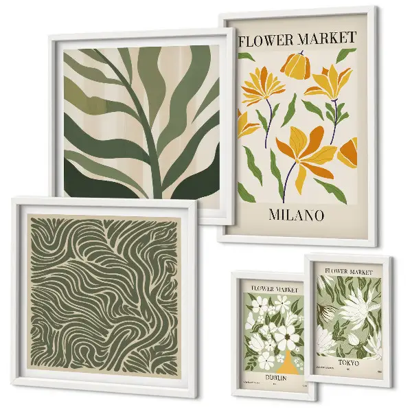 Moderne schilderijenset met plantmotieven