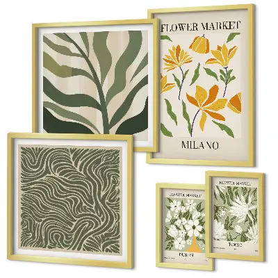 Moderne schilderijenset met plantmotieven