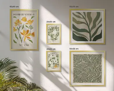 Moderne schilderijenset met plantmotieven