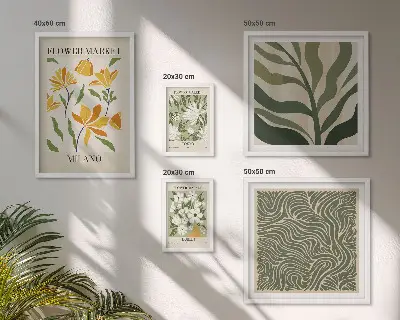Moderne schilderijenset met plantmotieven