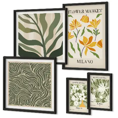 Moderne schilderijenset met plantmotieven