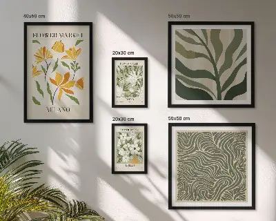 Moderne schilderijenset met plantmotieven