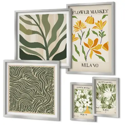 Moderne schilderijenset met plantmotieven