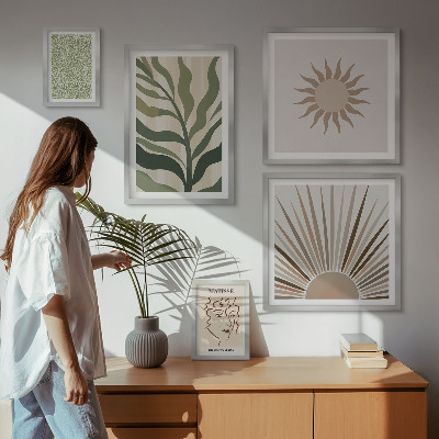 Gallery wall Stijlvolle abstracte plantenafbeeldingen