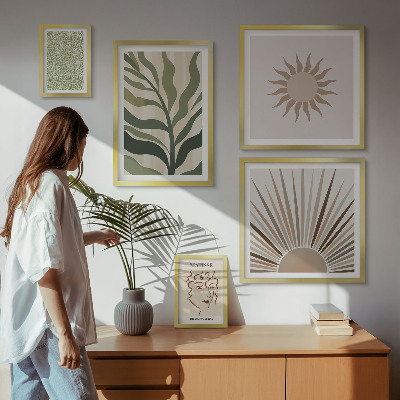 Gallery wall Stijlvolle abstracte plantenafbeeldingen