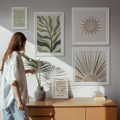 Gallery wall Stijlvolle abstracte plantenafbeeldingen