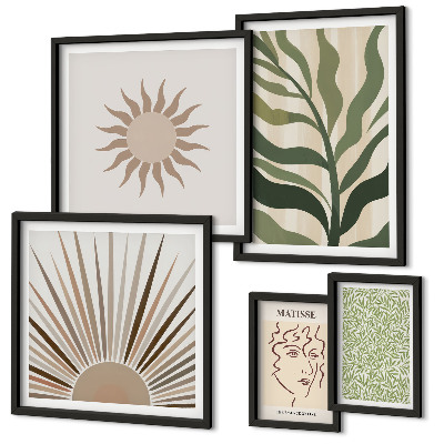 Gallery wall Stijlvolle abstracte plantenafbeeldingen