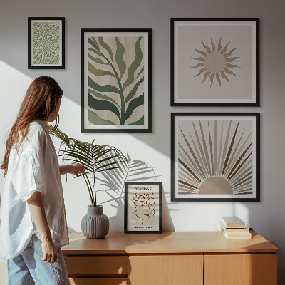 Gallery wall Stijlvolle abstracte plantenafbeeldingen