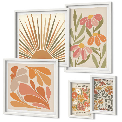 Wanddecoratie compositie Geometrische bloemen in boho-stijl