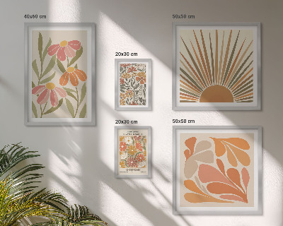 Wanddecoratie compositie Geometrische bloemen in boho-stijl
