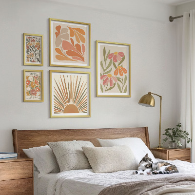 Wanddecoratie compositie Geometrische bloemen in boho-stijl