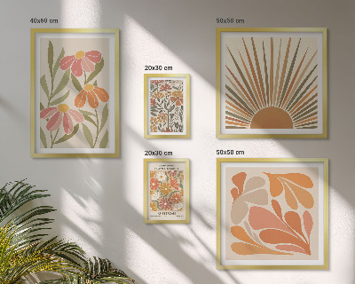 Wanddecoratie compositie Geometrische bloemen in boho-stijl