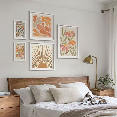 Wanddecoratie compositie Geometrische bloemen in boho-stijl