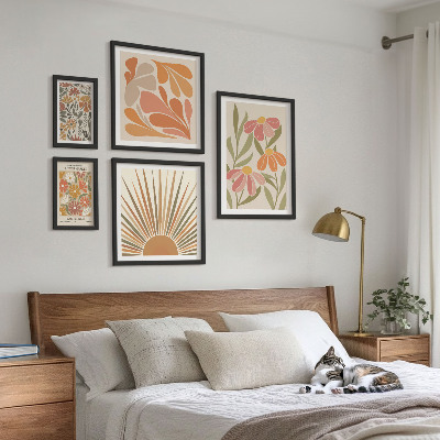 Wanddecoratie compositie Geometrische bloemen in boho-stijl