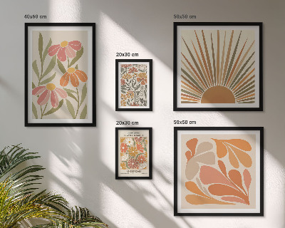 Wanddecoratie compositie Geometrische bloemen in boho-stijl