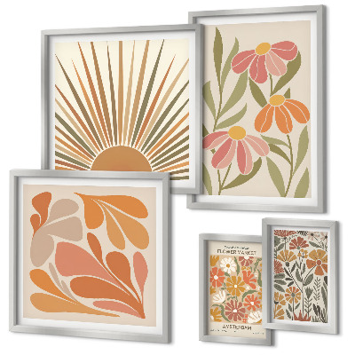 Wanddecoratie compositie Geometrische bloemen in boho-stijl