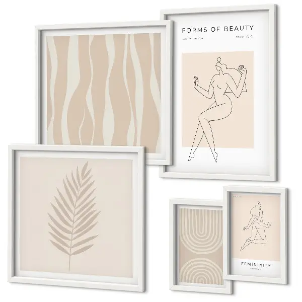 Set van moderne schilderijen met prachtige minimalistische motieven