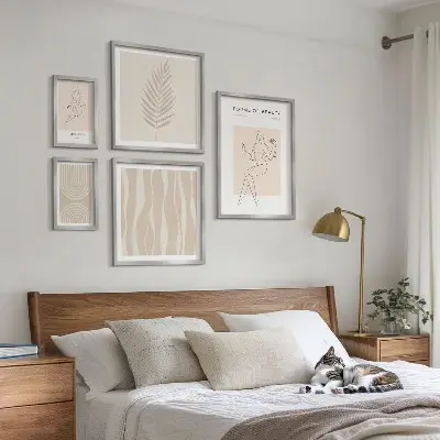 Set van moderne schilderijen met prachtige minimalistische motieven