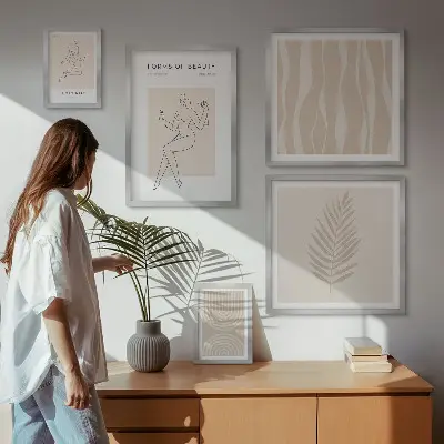 Set van moderne schilderijen met prachtige minimalistische motieven