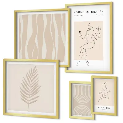 Set van moderne schilderijen met prachtige minimalistische motieven