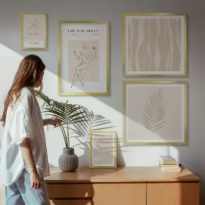 Set van moderne schilderijen met prachtige minimalistische motieven