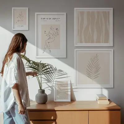 Set van moderne schilderijen met prachtige minimalistische motieven