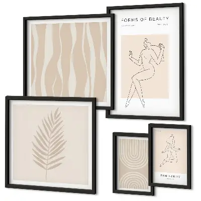 Set van moderne schilderijen met prachtige minimalistische motieven