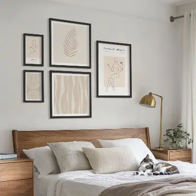 Set van moderne schilderijen met prachtige minimalistische motieven
