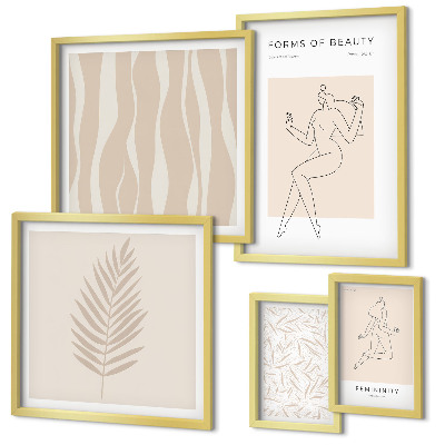 Wanddecoratie compositie Stijlvolle afbeeldingen van vrouwen en planten