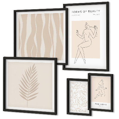 Wanddecoratie compositie Stijlvolle afbeeldingen van vrouwen en planten